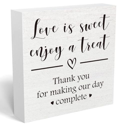 Love is Sweet Enjoy a Treat Wooden Box Sign Decorative 5 x 5 inches Sweet-White