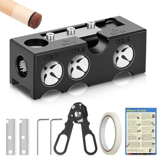 Pool Cue Tip Shaper & Replacement Kit - Repair Tool for Billiards Cue Tips