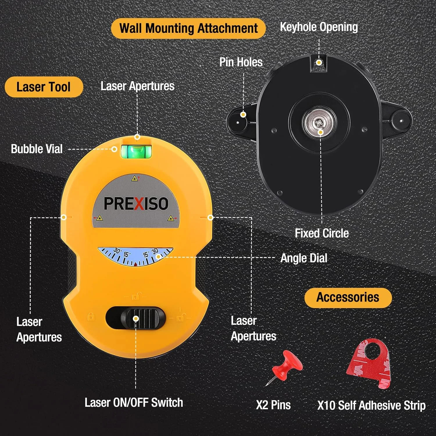 Multi Surface Laser Level LED Light Vial, 30Ft Horizontal & Vertical Lin