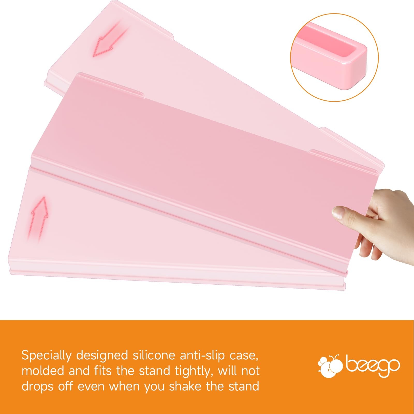 BEEGO Ergonomic Computer Keyboard Stand - Pink Acrylic Keyboard Riser Tilted ...