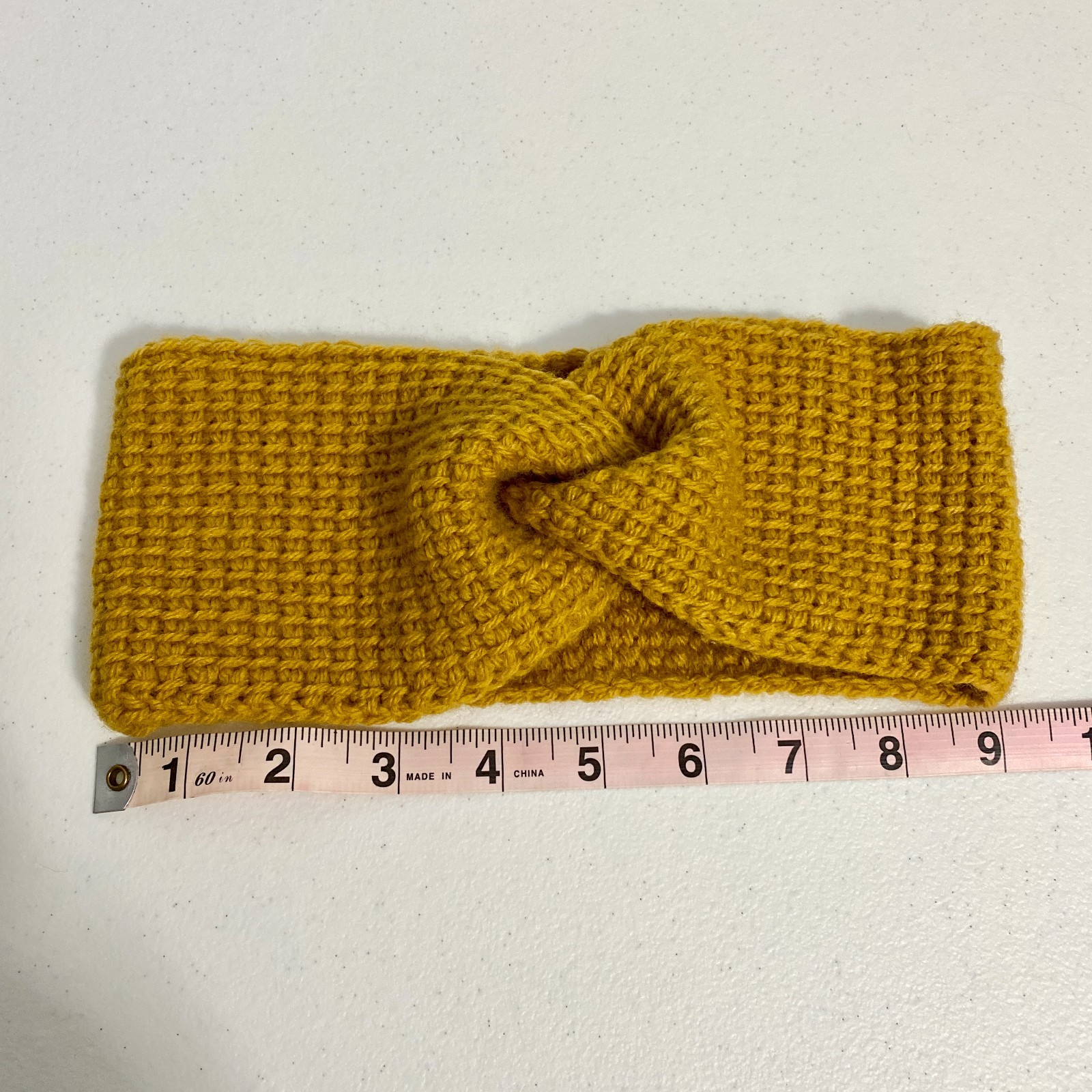 Handmade Tunisian Crochet Twist Ear Warmer Headband Mustard Yellow Rustic Chic