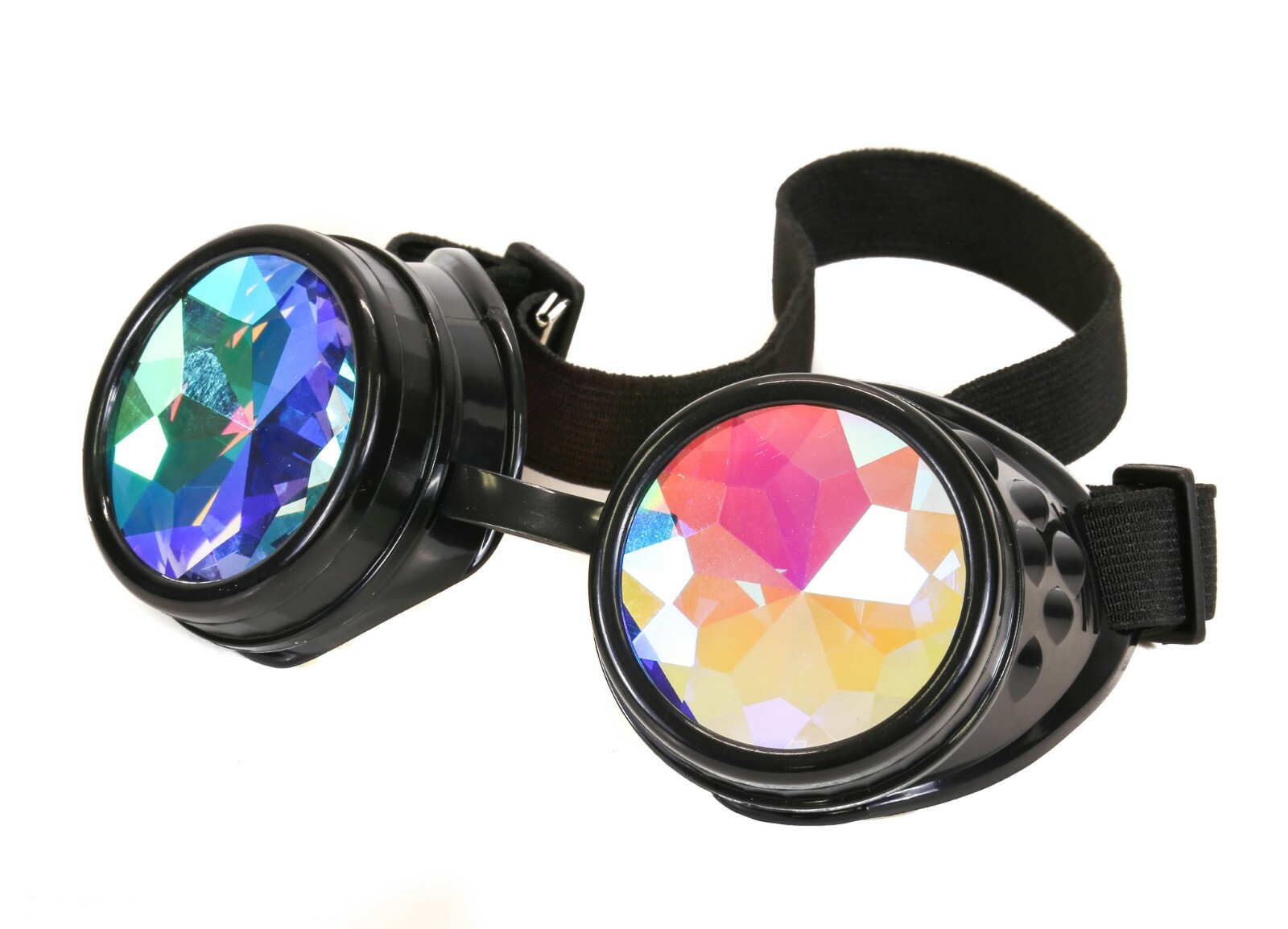 Black Kaleidoscopic Goggles Steampunk Punk Goth Burning man Sunglass Cosplay