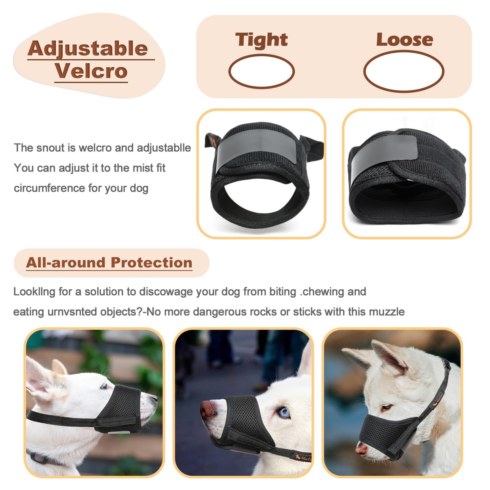 Soft Nylon Dog Muzzle for Biting, Barking, Chewing Adjustable, Breathable