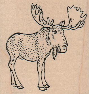 Moose Side 2 1/4 x 2 1/4" Rubber Stamp, Animal Stamp, Moose Stamp