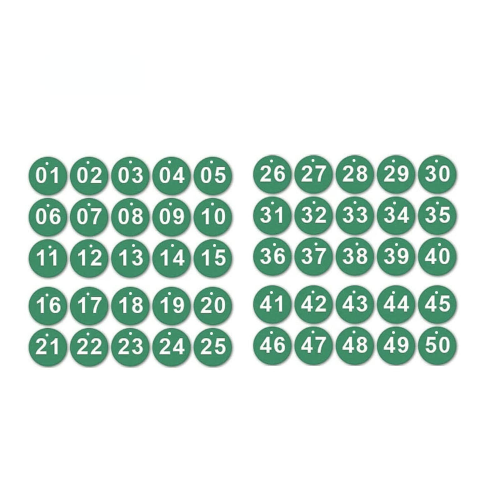 Plastic ID Number Tags 1-50 Engraved Tags Key Tags Without Key Rings for Orga...