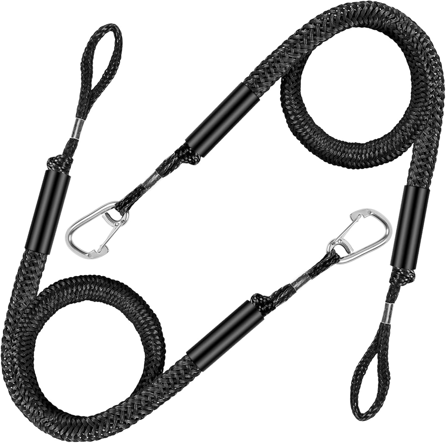 4FT 2-Pack Bungee Dock Line Mooring Rope for Boat with Stainless Steel Clip