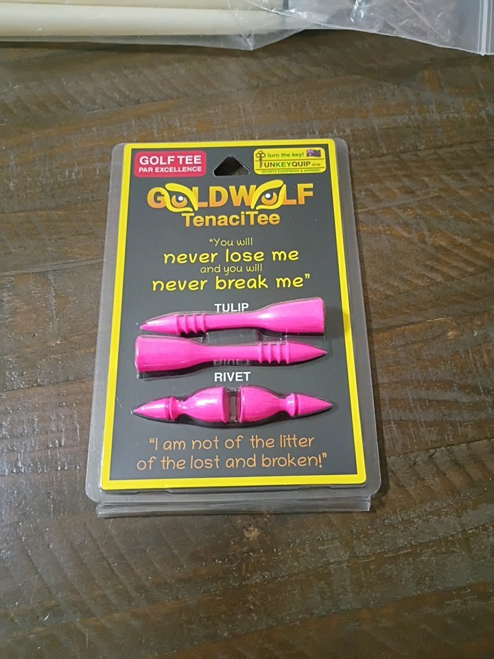 GOLDWOLF TenaciTee Premium Golf Tees Neon Pink Unbreakable Tulip & Rivet Pack