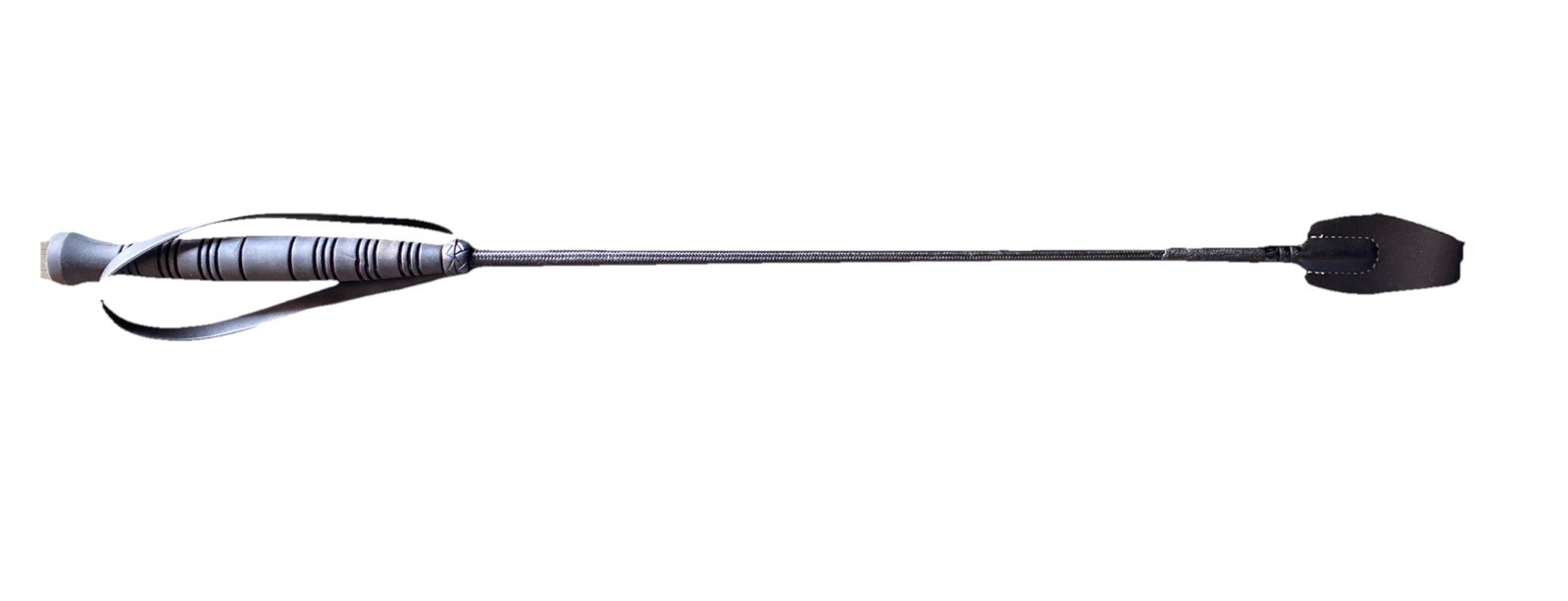 BDSM Riding Crop Horse Whip Flogger Spanking Faux Leather Paddle 24” Black