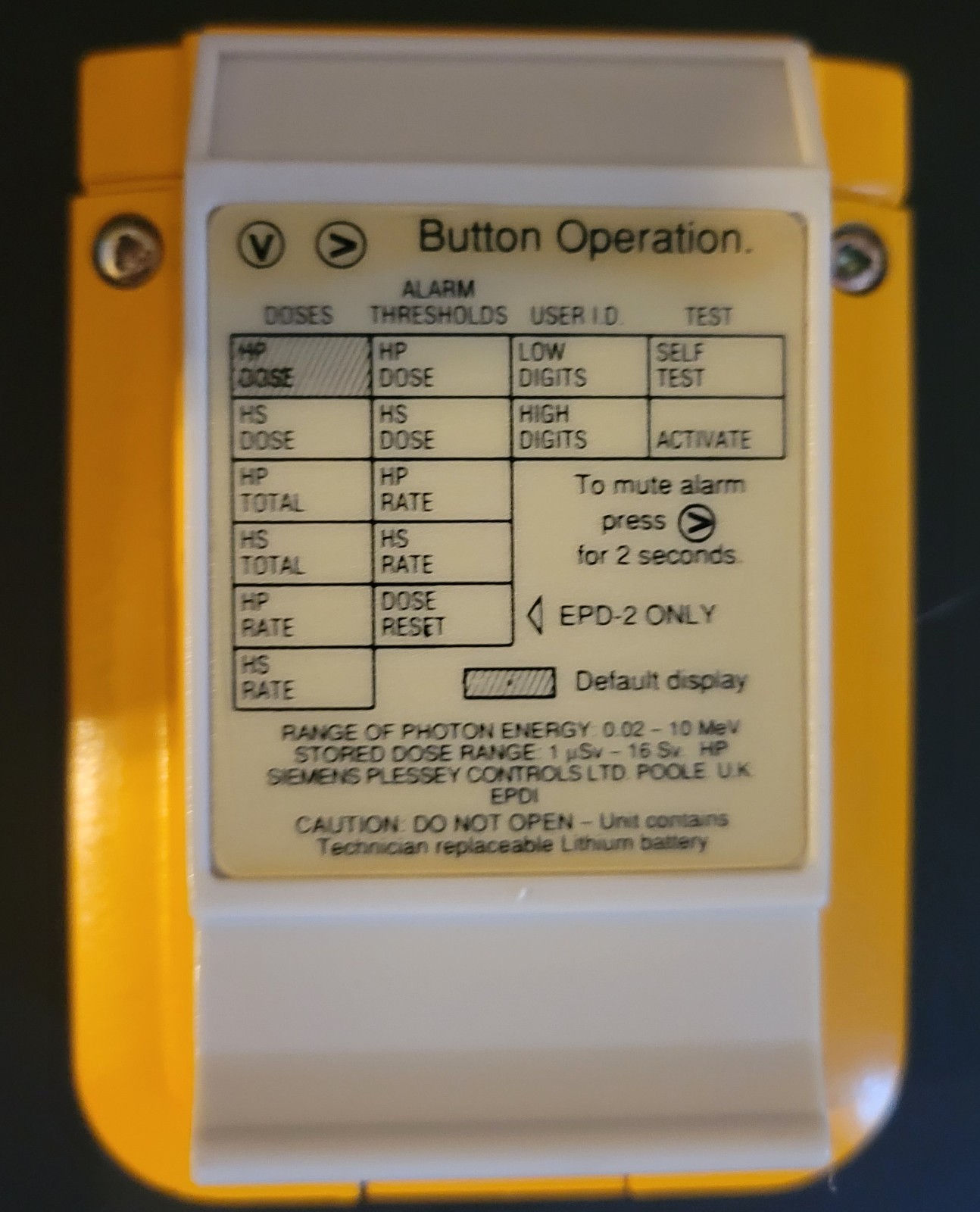 Boxed Siemens EPD1 High Range Dosimeter, Energy Compensated Diode Detector
