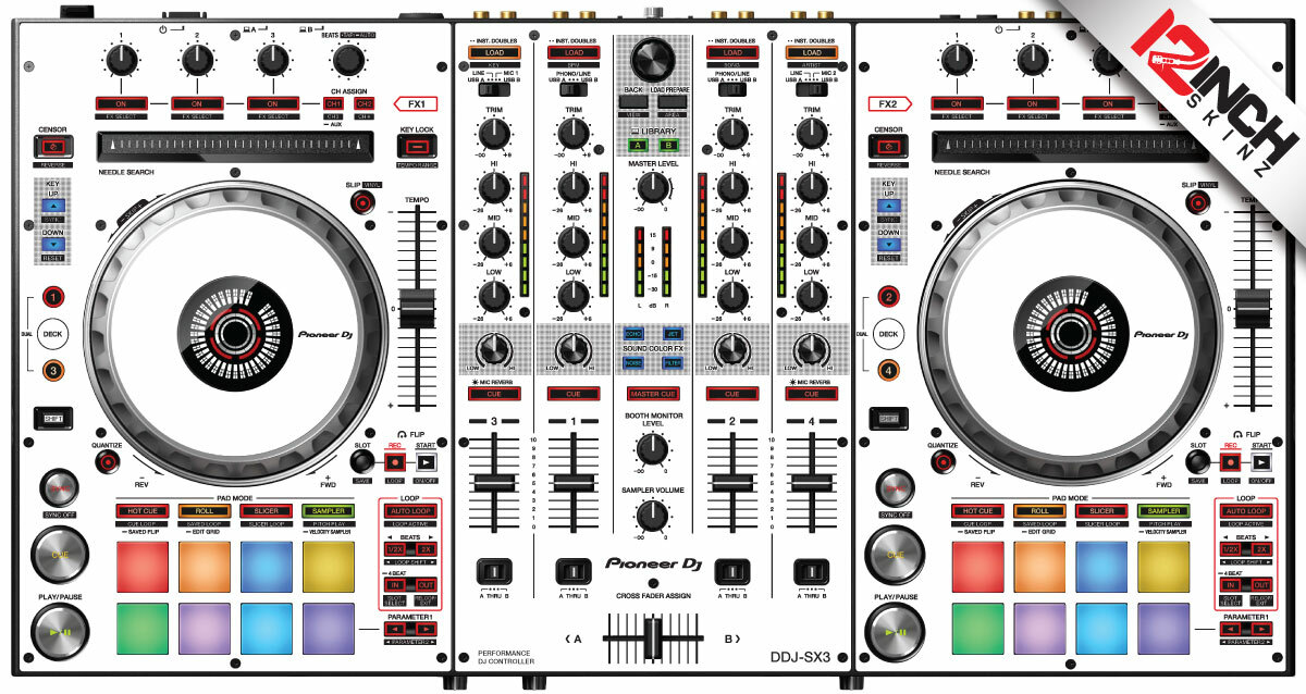 Pioneer DDJ-SX3 Skin - White Black