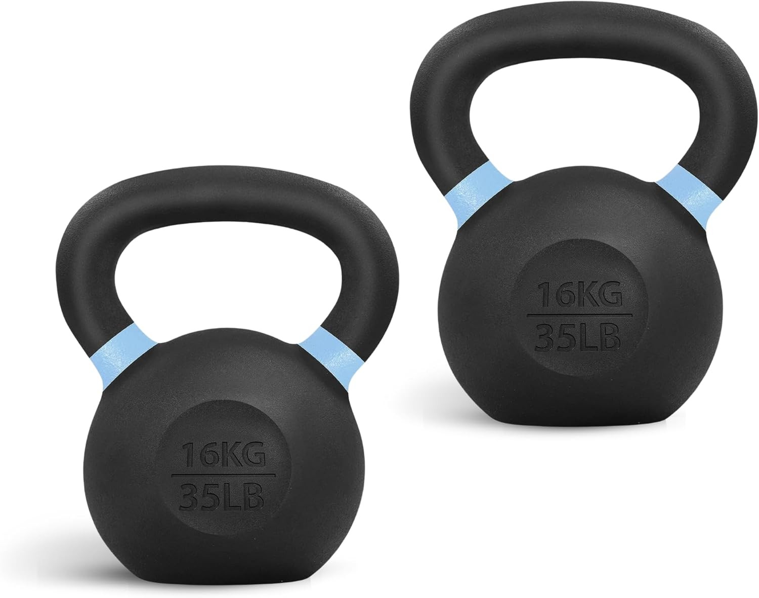 Powder Coated Kettlebell, Cast Iron Core Kettlebells with Non-Slip Handle