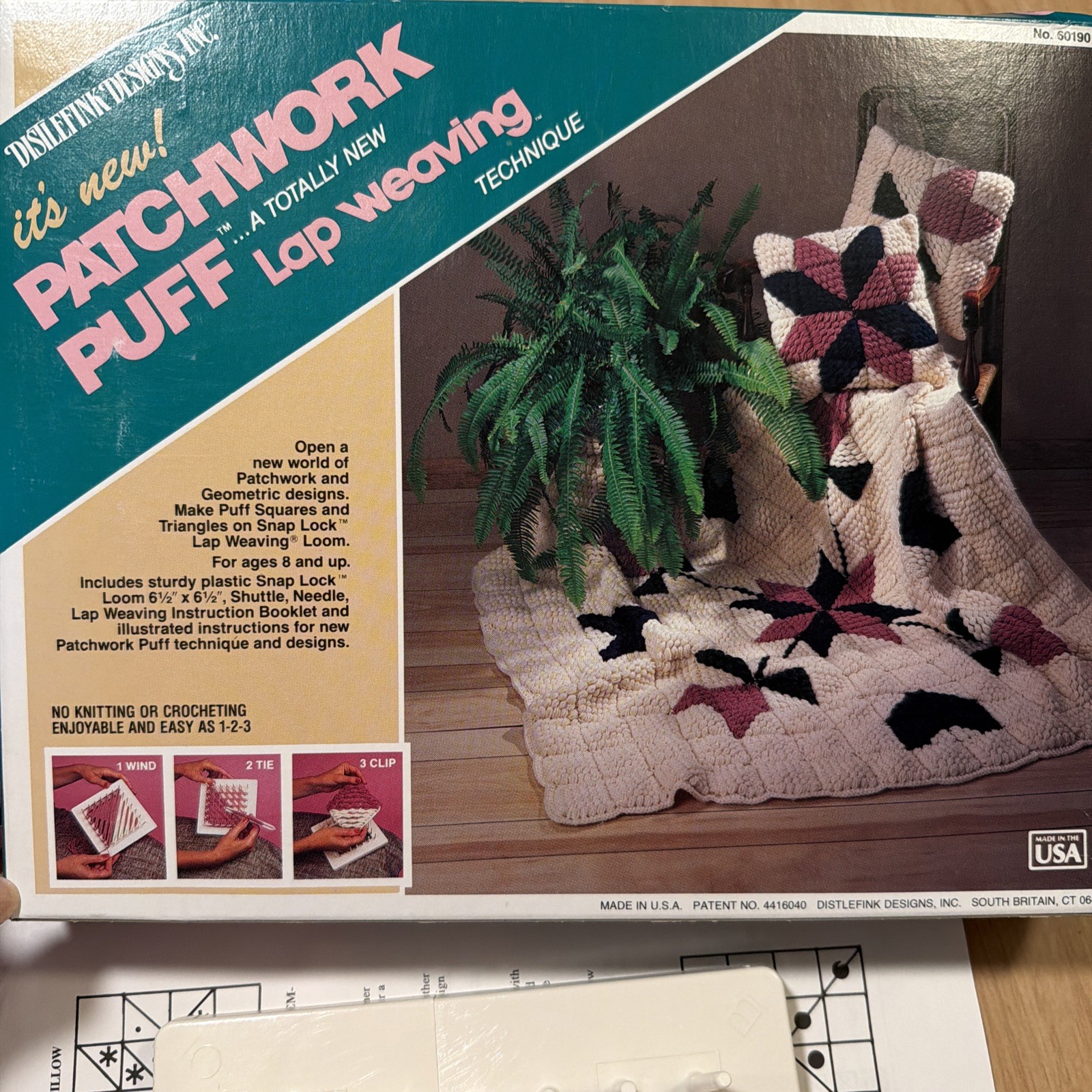 VTG Distlefink Designs Kit Patchwork Puff Lap Weaving Kit Missing Needle,shuttle