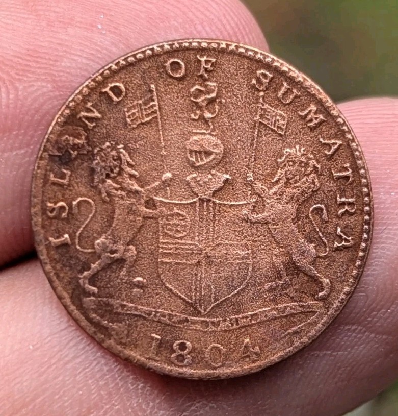 RARE ! British East Indies 1 Keping Island Of Sumatra Sumatera 1804 Coin_a358