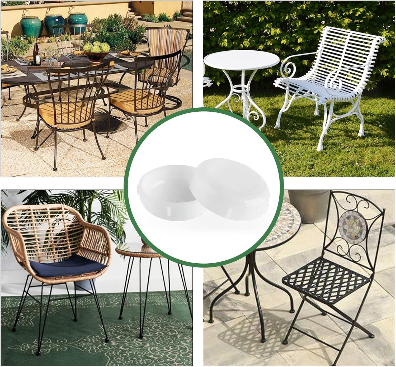 24Pack 1-1/2" Wrought Iron Patio Furniture Feet Round Chair Leg Floor Protectors
