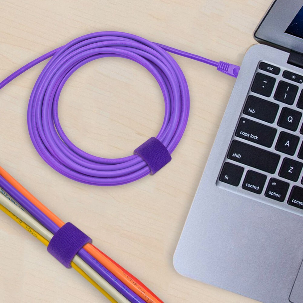 3x 50FT Roll Reusable Hook Loop Self Attaching Cable Tie Fastening Tape Purple