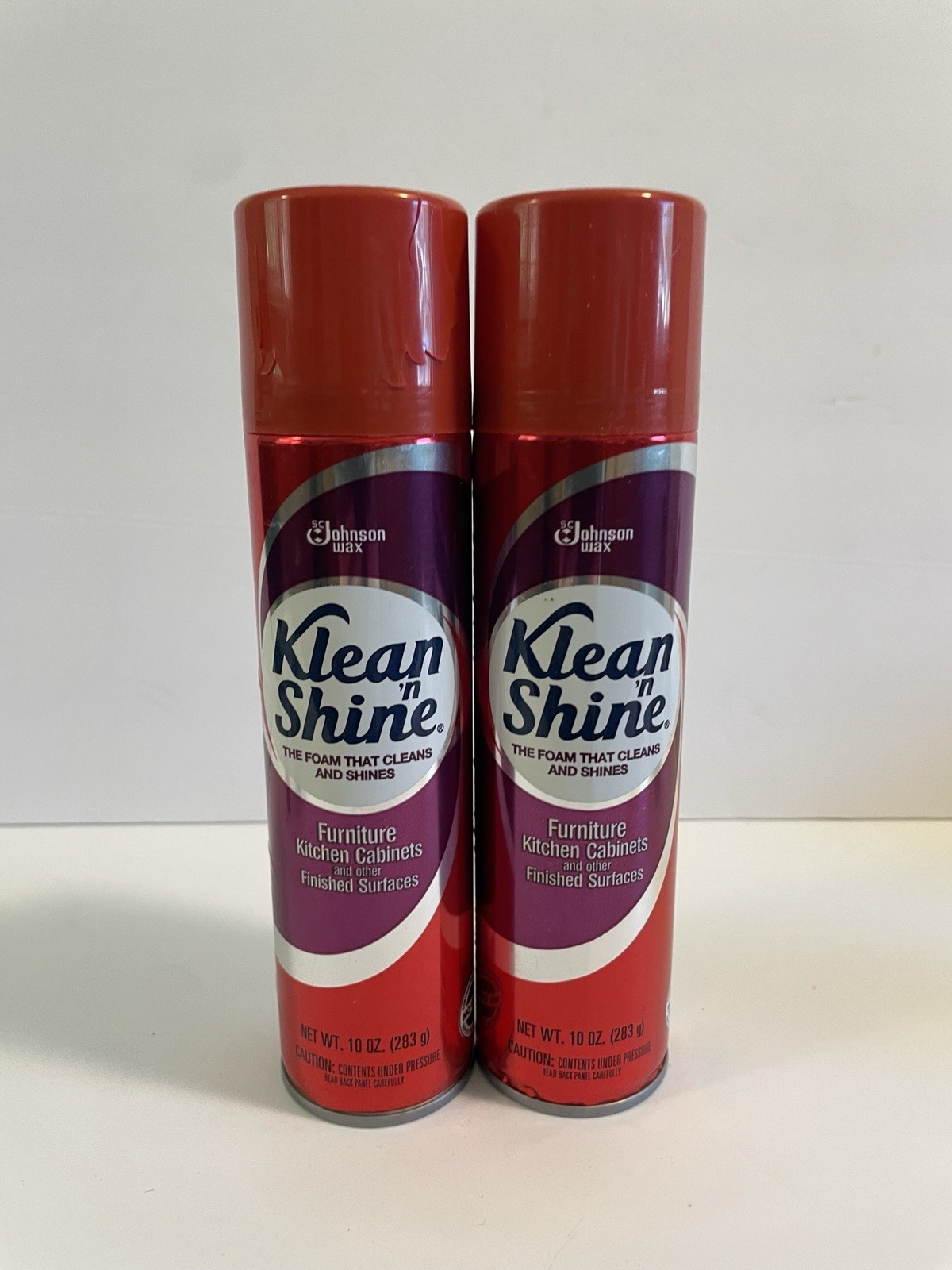 Vintage Johnson Wax Klean 'n Shine Foam All Purpose Cleaner Furniture Lot Of 2