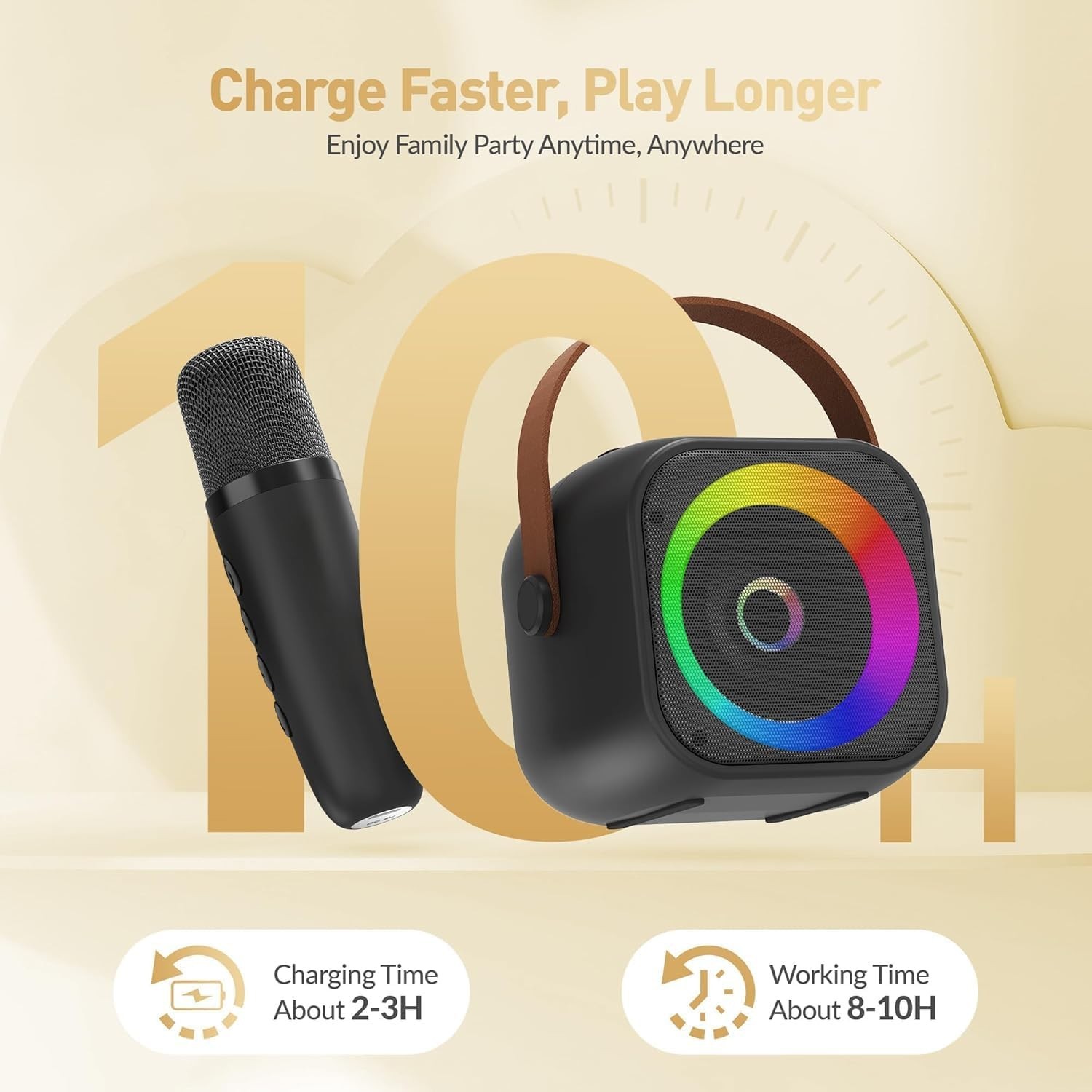 Versatile Mini Karaoke Machine for Family Parties - Bluetooth & Wireless Mics