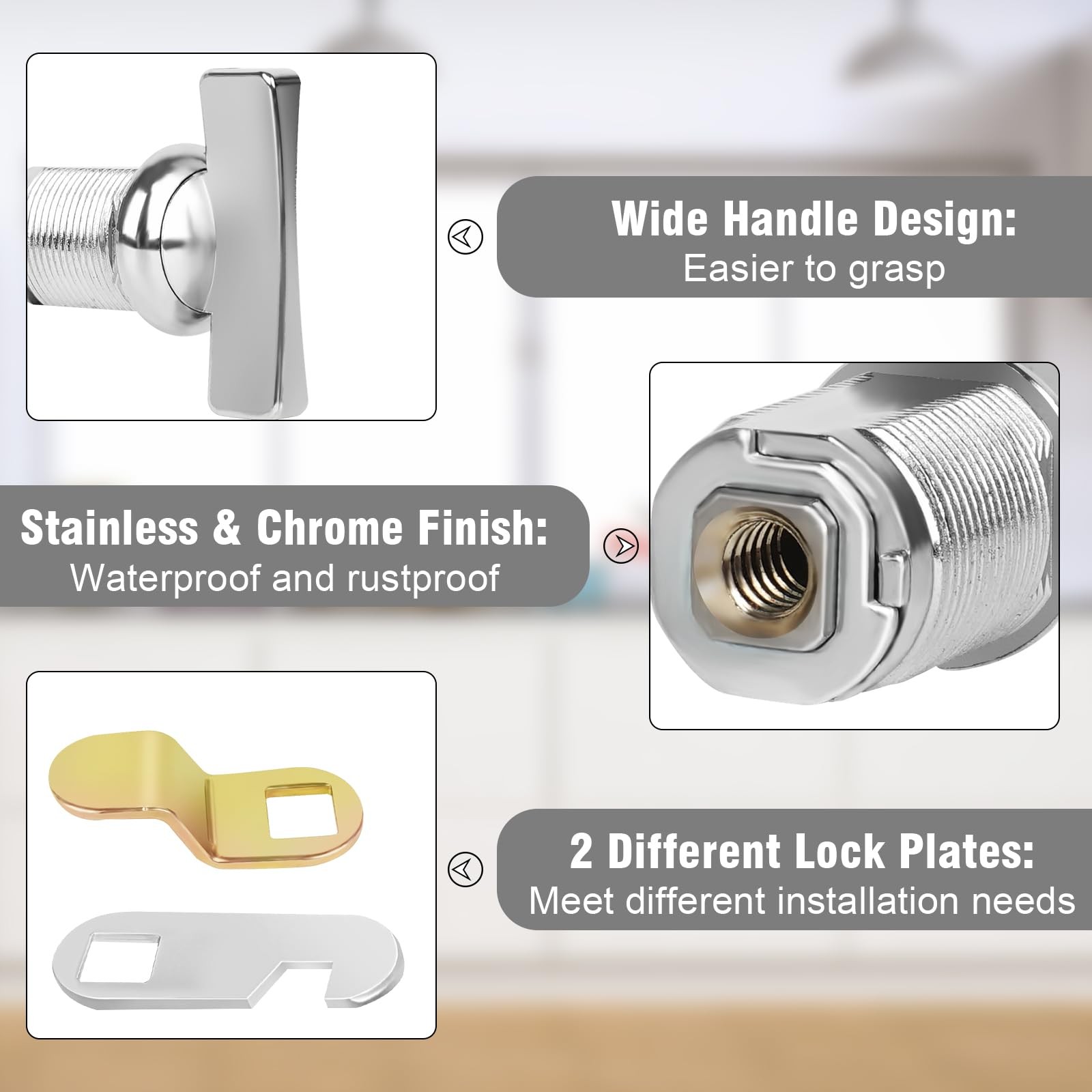 Extra Long Thumb Cam Locks RV Storage Cabinet Locks 2 Pack
