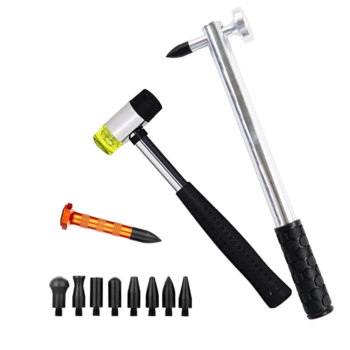 12 PCS Paintless Dent Repair Tools Aluminum Hammer With Knock Down Head Set