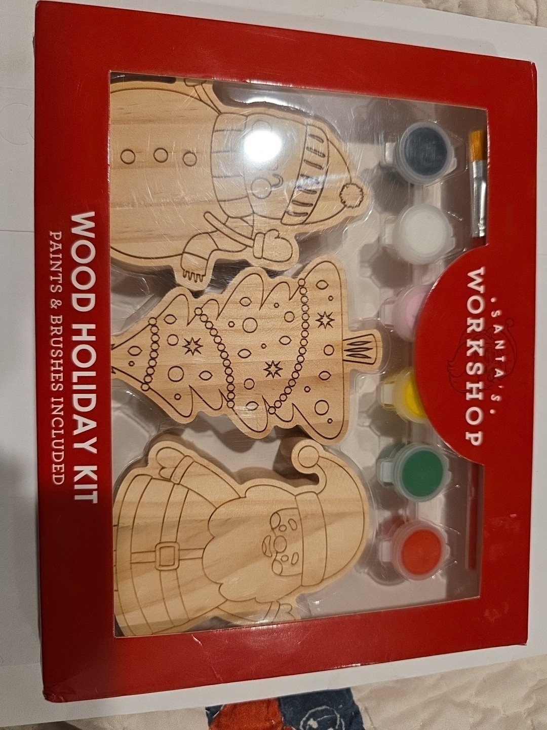 Santa's Workshop Wood Holiday Kit Paints & Brushes Included