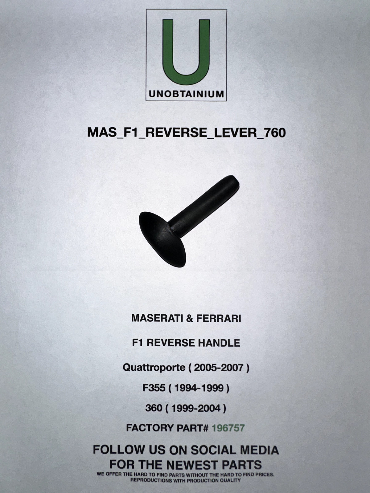 FITS/ FOR MASERATI QUATTROPORTE F1 REVERSE LEVER