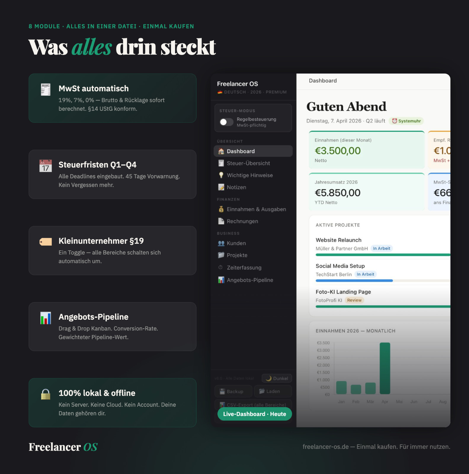 Freelancer OS German | All-in-One Freelancer Tool for Accounting, Invoice