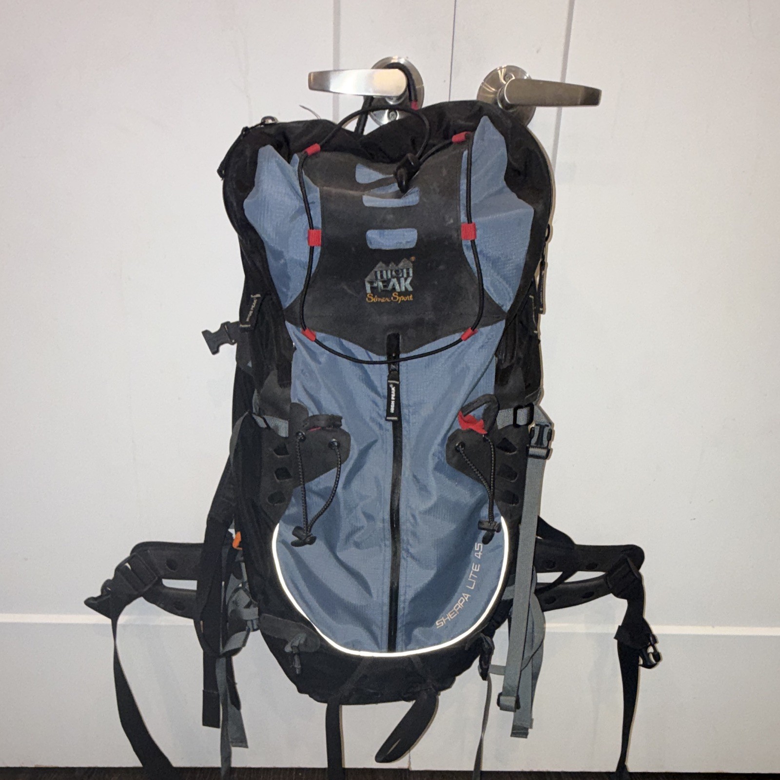 High Pak Sherpa Lite 45 Hiking Backpack Blue/Black 45L Hip Belt Padded Zip