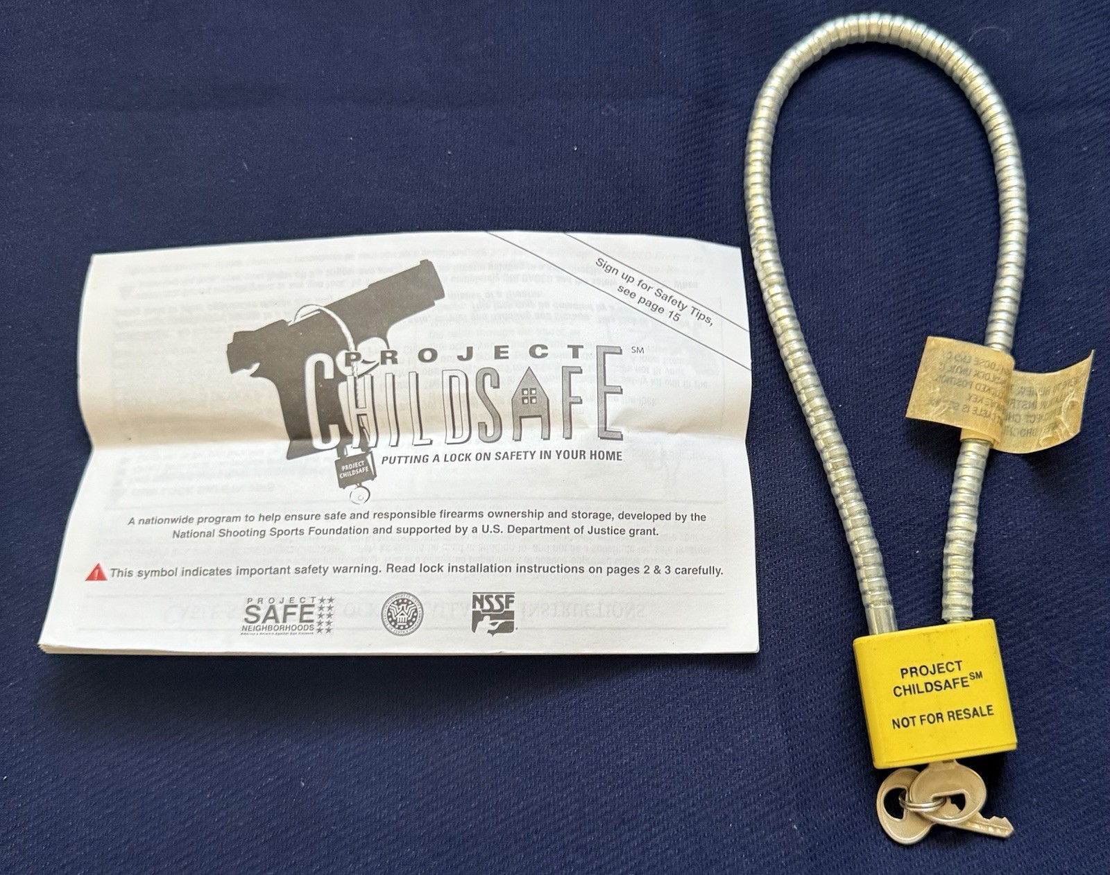 Project Child Safe Cable Gun Lock with 2 Keys New in Original Package
