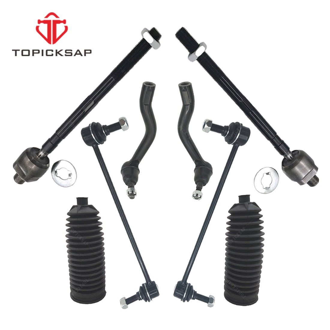 8Pc for Nissan Maxima 2009-2014 Inner Outer Tie Rod Kit Boot Front Sway Bar Link
