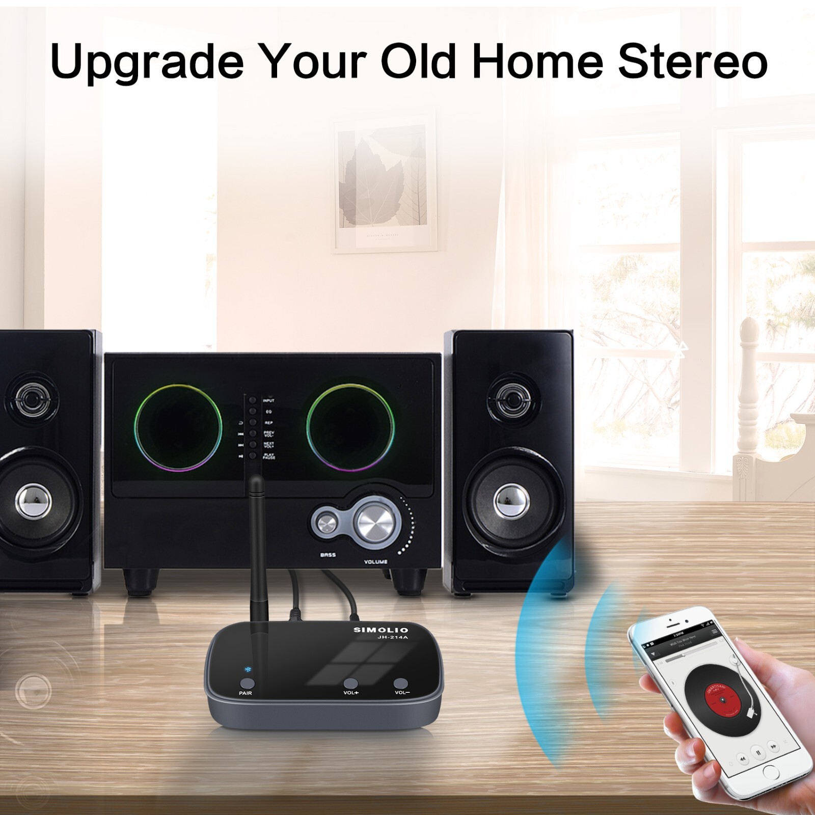 SIMOLIO Long Range Bluetooth Audio Adapter,Home Stereo/Wired Speakers/Amplifier
