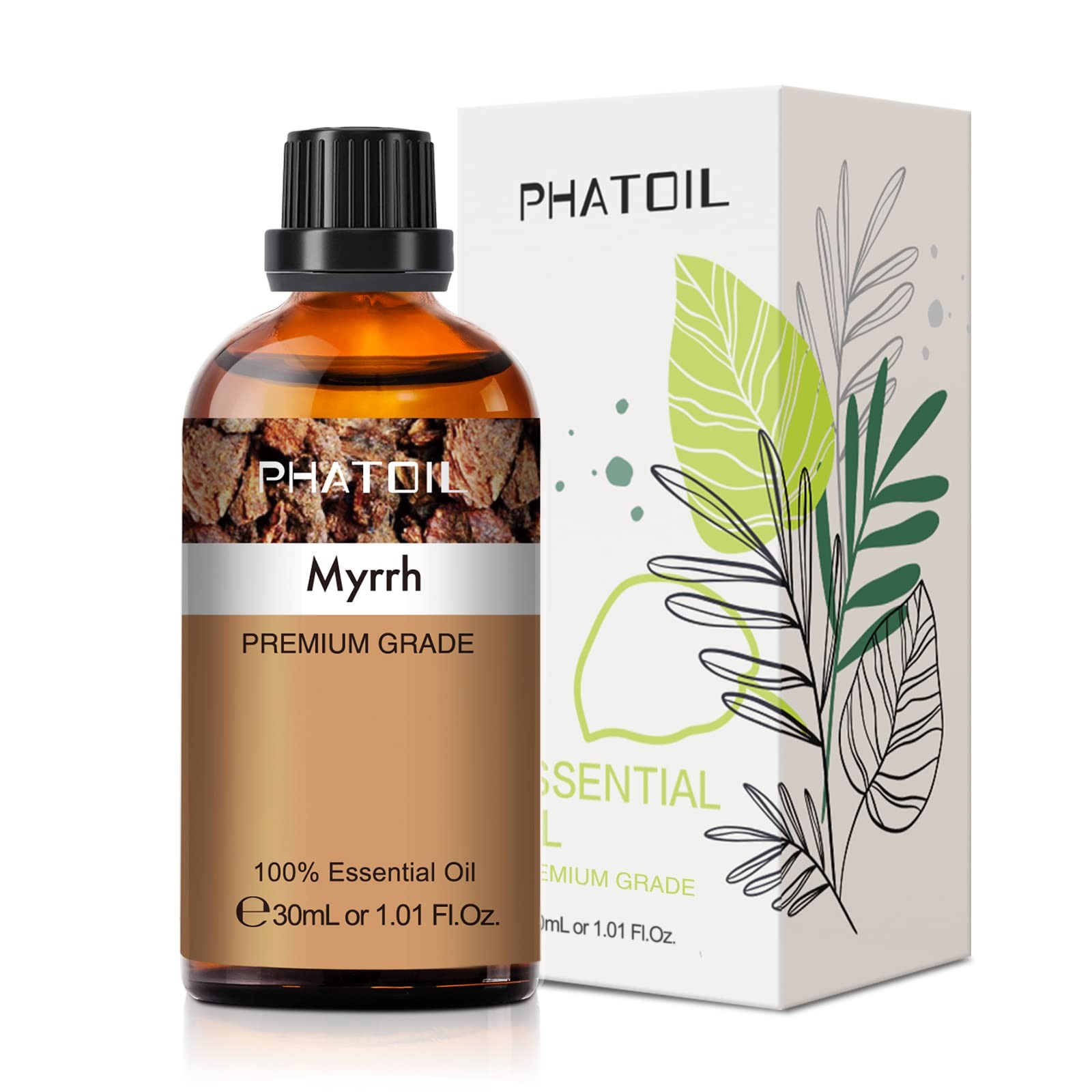 Myrrh Essential Oil, 1.01Fl.Oz 30ML PHATOIL Pure Essential Oil Singles for Ar...