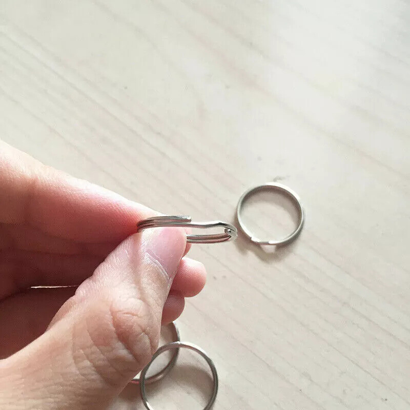 100/200pcs Stainless Steel Split Key Ring Keychain Round Double Loops Jump Rings