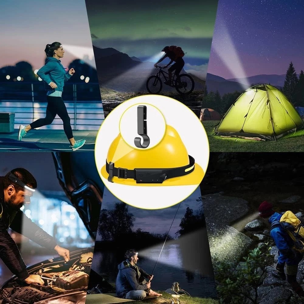 Rechargeable Headlamp 3PCS, 230° LED Head Lamp, Head Lights for Forehead | Mo...