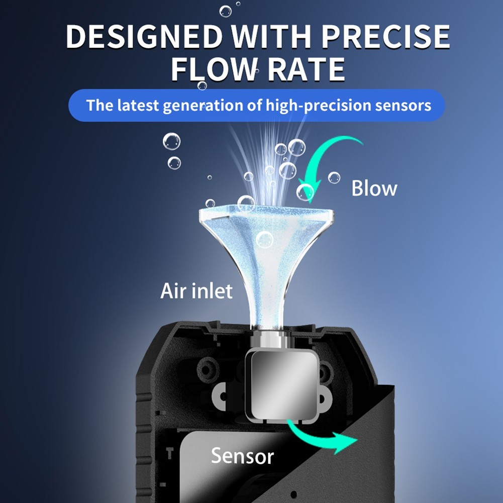 Compact Black Breathalyzer with LED Display and Bilingual Voice Support