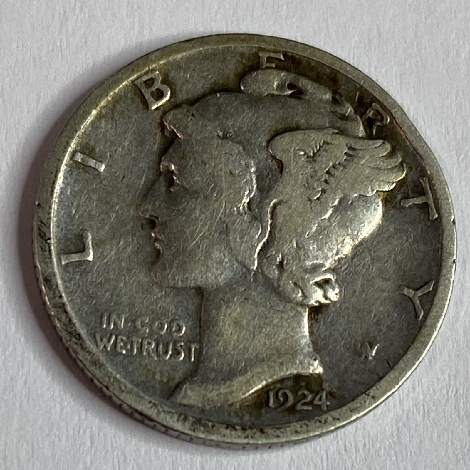 1924-D 10C Mercury Dime- 90% Silver Dime Higher Grade Coin