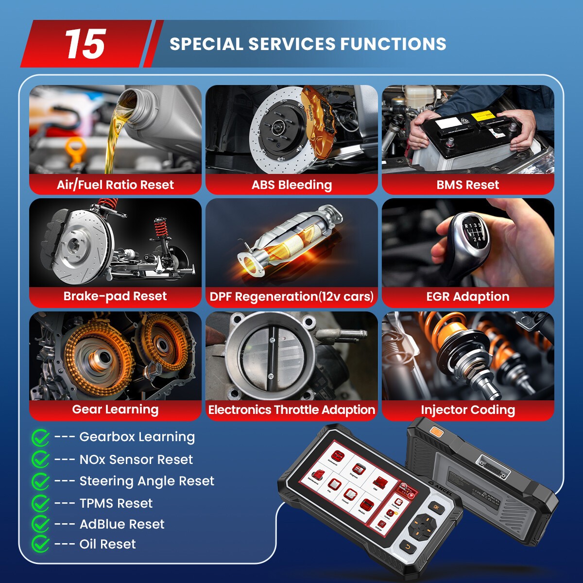 ANCEL Bidirectional OBD2 Scanner All System Auto Diagnostic Tool ABS DPF Reset