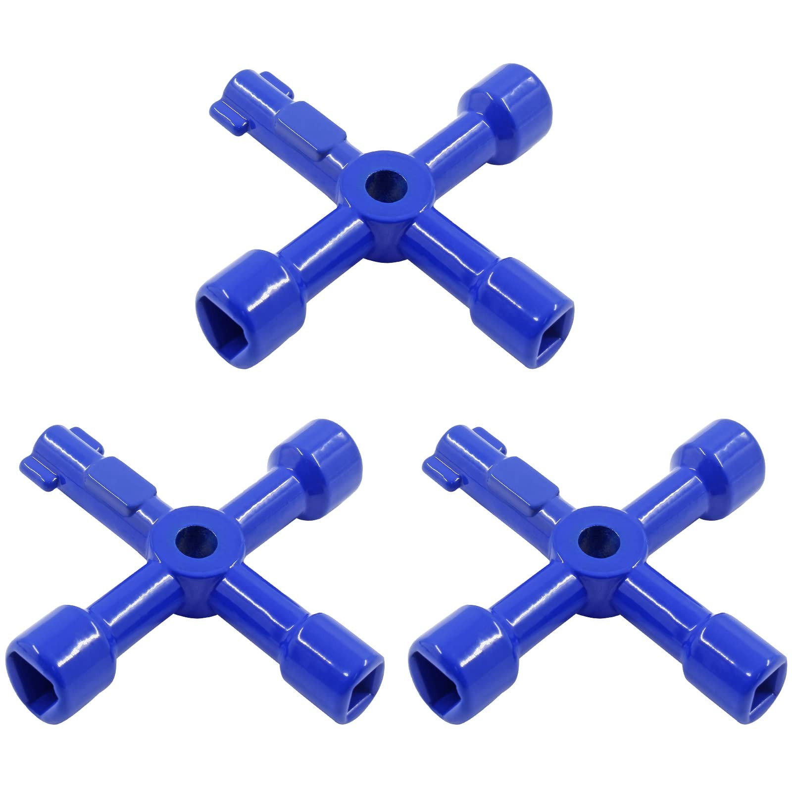 Auvotuis 3Pcs 4-Way Multi-Functional Utilities Key Electric Cabinet Keys Blue