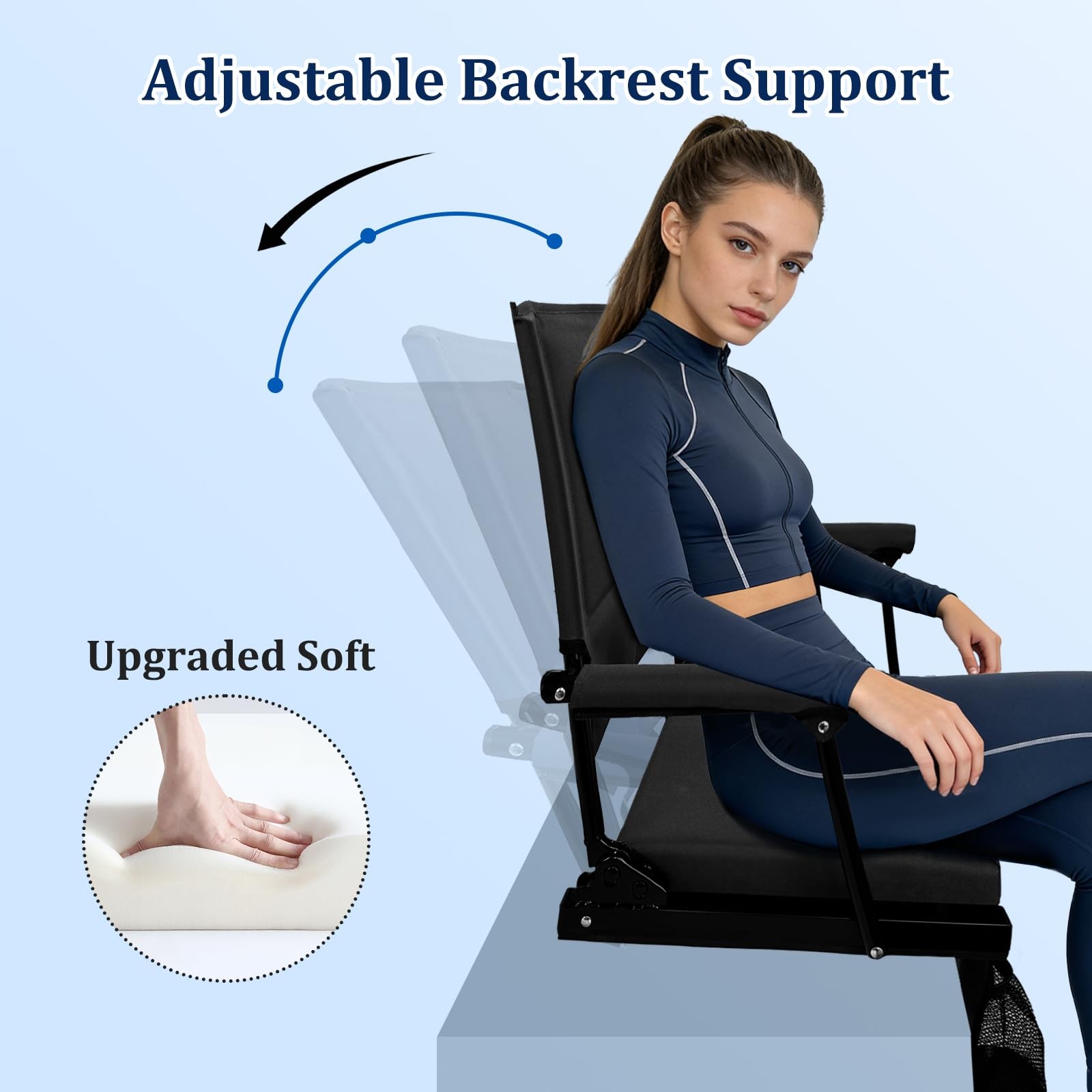 Large Stadium Seats for Bleachers with Back Support and Armrest，Adjustable Ba...