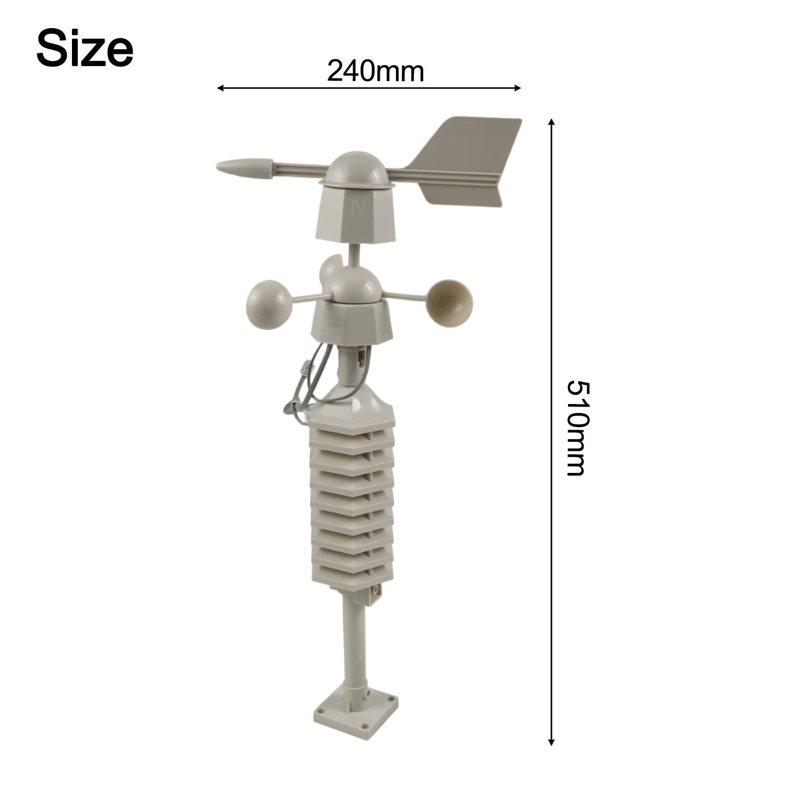 433MHz Wireless Weather Meter Digital Anemometer Indoor Outdoor Temperature