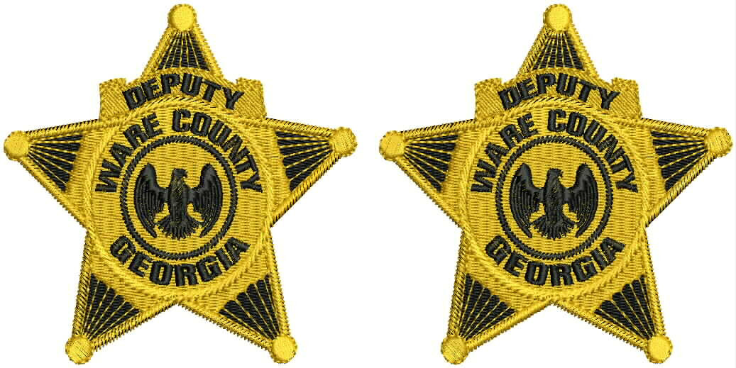Custom Badge 2 Embroidery Patch 4x3.75'' Velcr@ On Back Gold On black