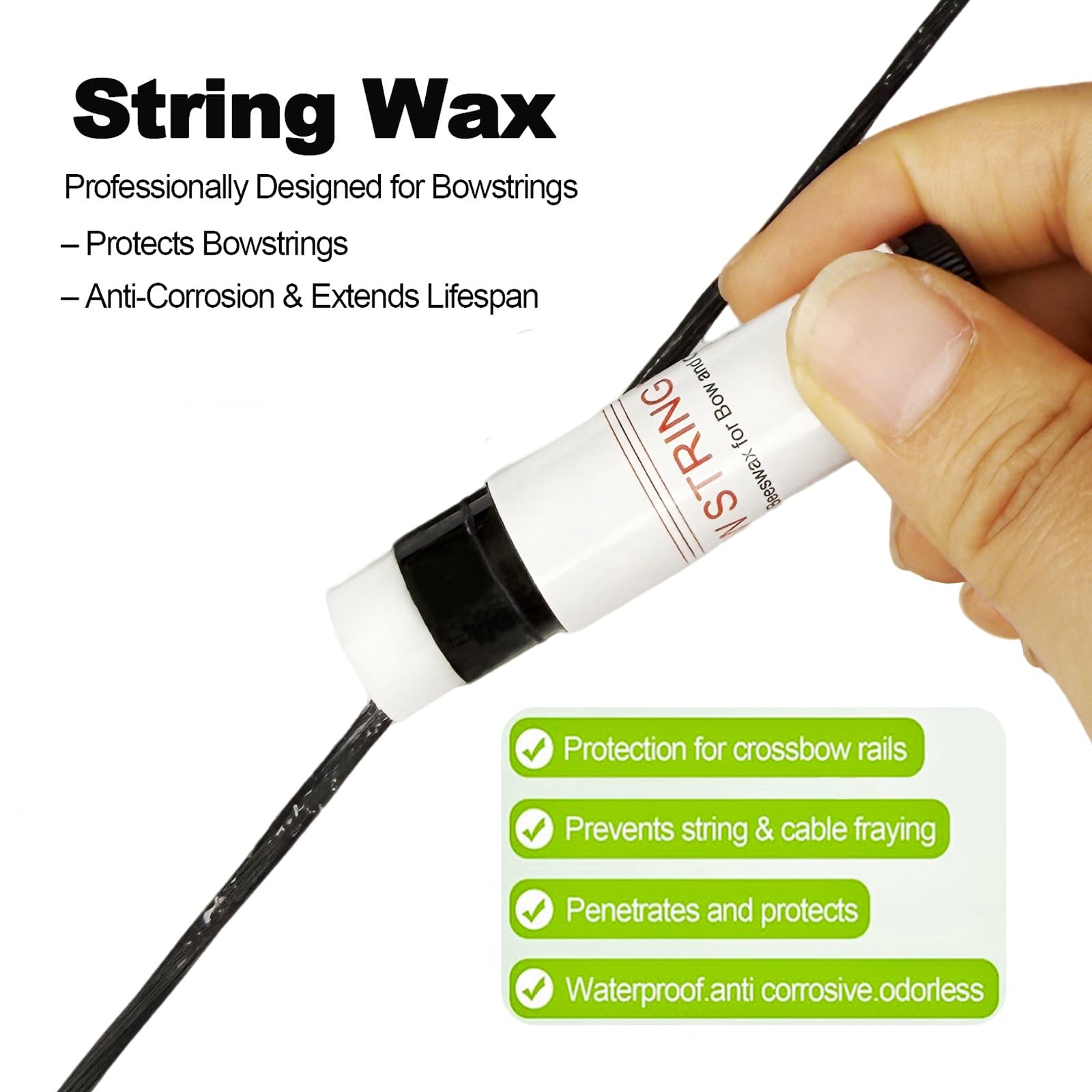 - QI HUO JU - 5pcs Bow String Wax Waterproof Bowstring Odorless & Black