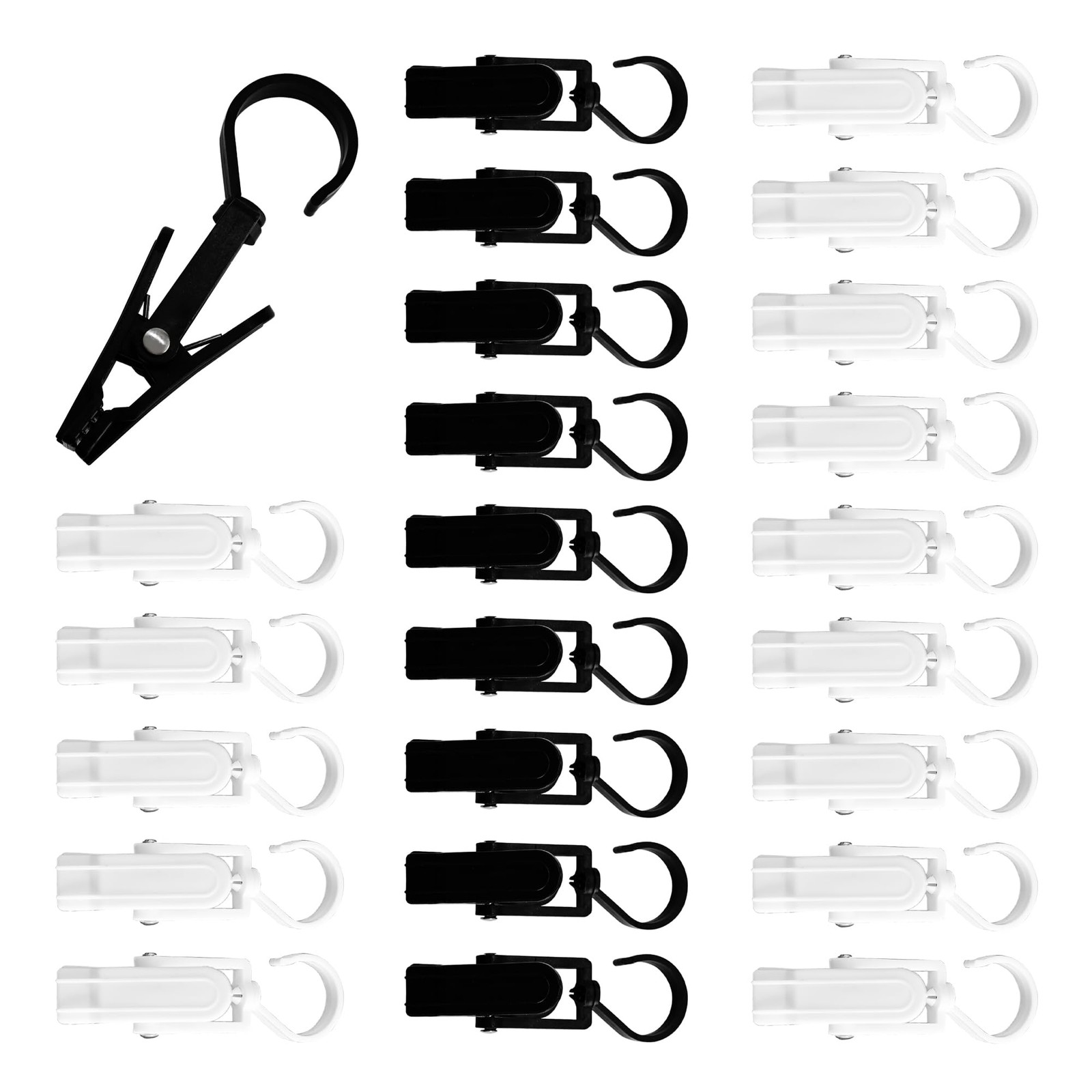 24 PCS Super Strong Laundry Hooks, Plastic Clothes Pins Swivel Hanger Clips f.