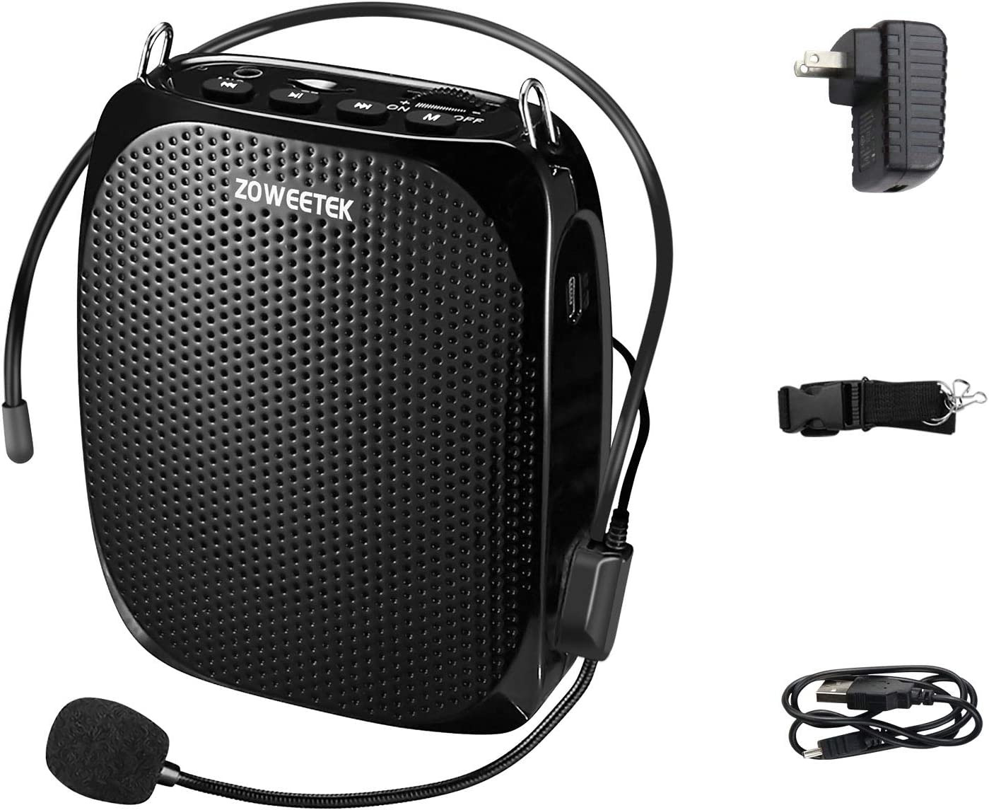 Portable Rechargeable Mini Voice Amplifier with Wired Microphone Headset and Wai