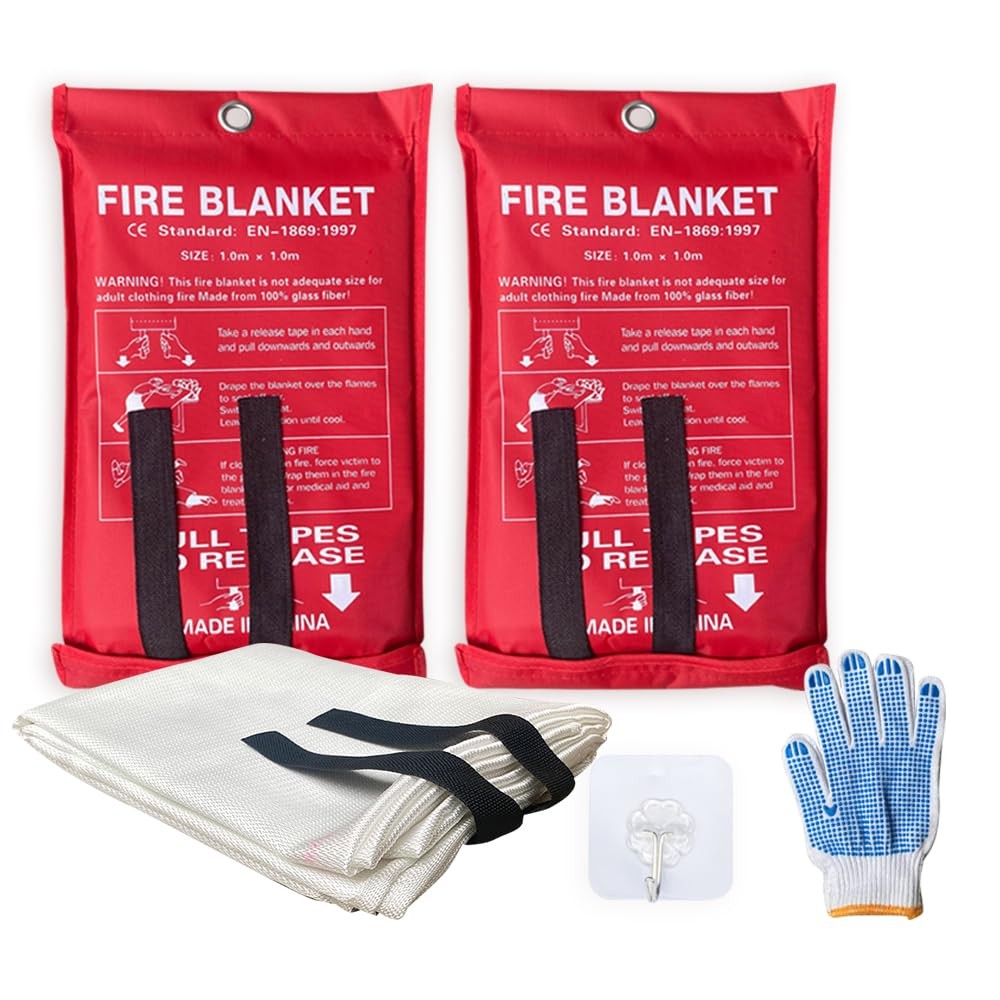Emergency Fire Blanket for Home and Kitchen - 2 Pack - Fire Blankets Emergenc...