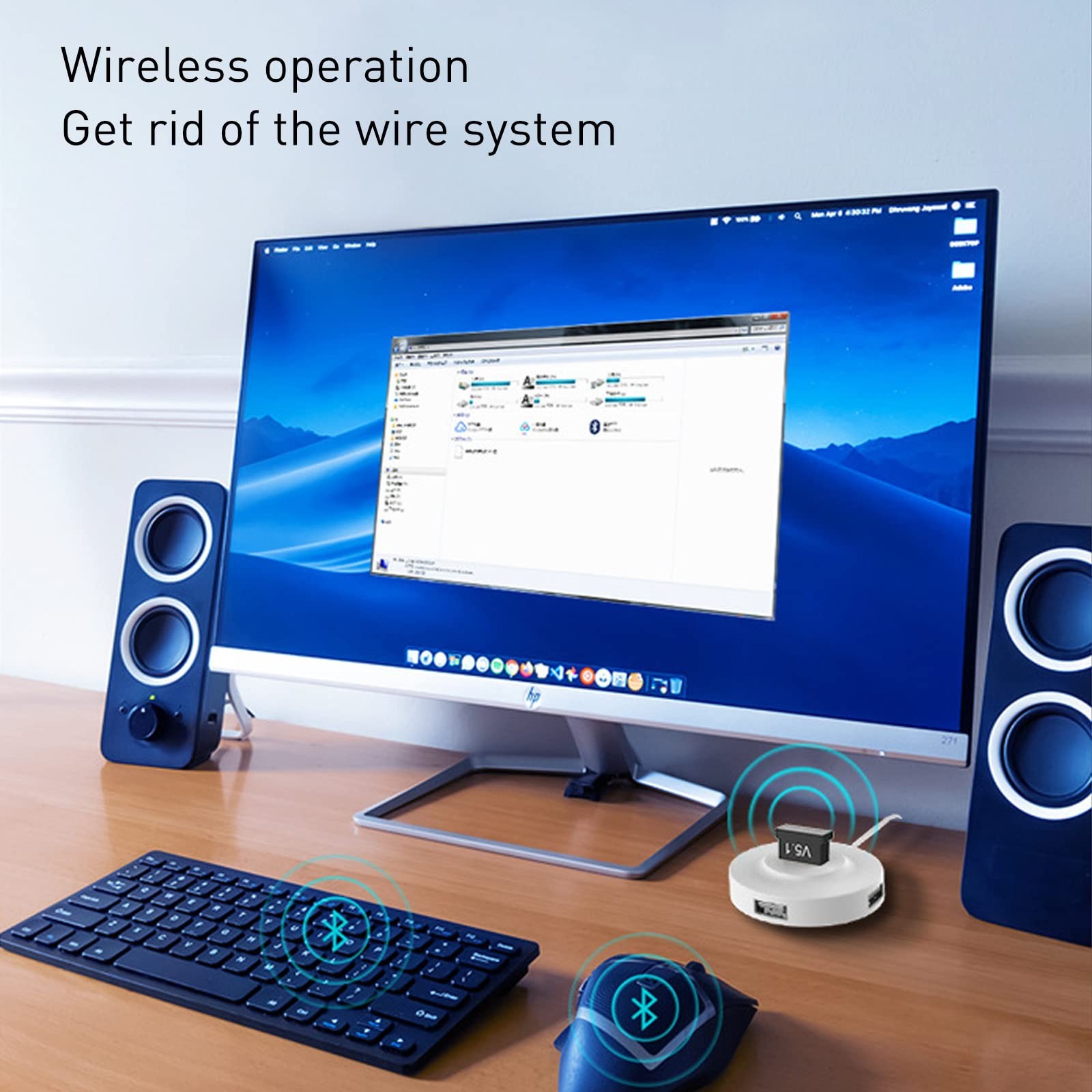 2 Pack Bluetooth Adapter for PC, Wansurs USB Bluetooth Adapter 5.1 EDR, BT Do...