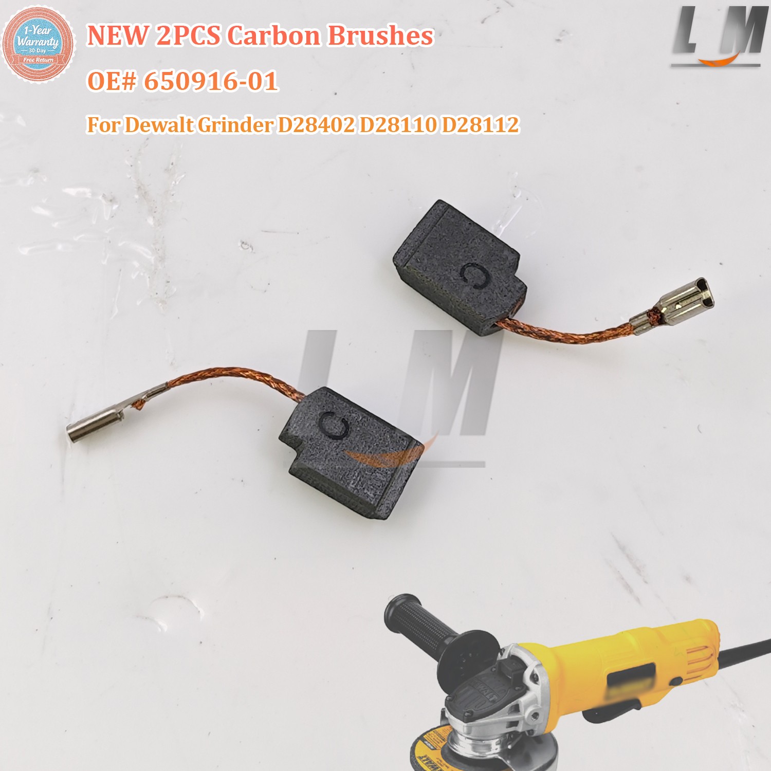 650916-01 2PCS Carbon Brushes For Dewalt D28402 D28110 D28112 D28401 D28803 NEW