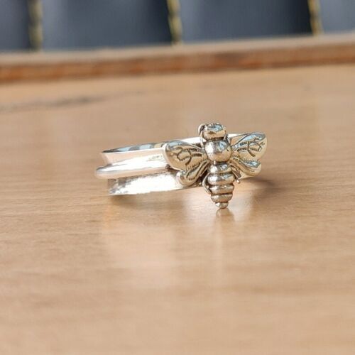 Bee Ring, Solid 925 Sterling Silver Band Spinner Ring, Handmade Ring All Size