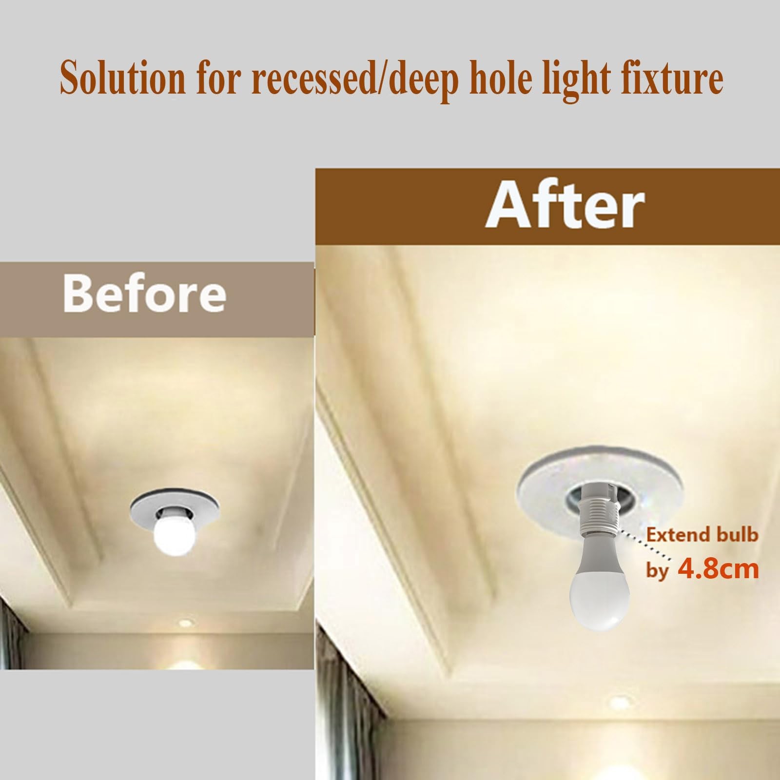 TWDRTDD E26 to Socket Extender,7.4cm/2.91 inches E27/E26 Light White
