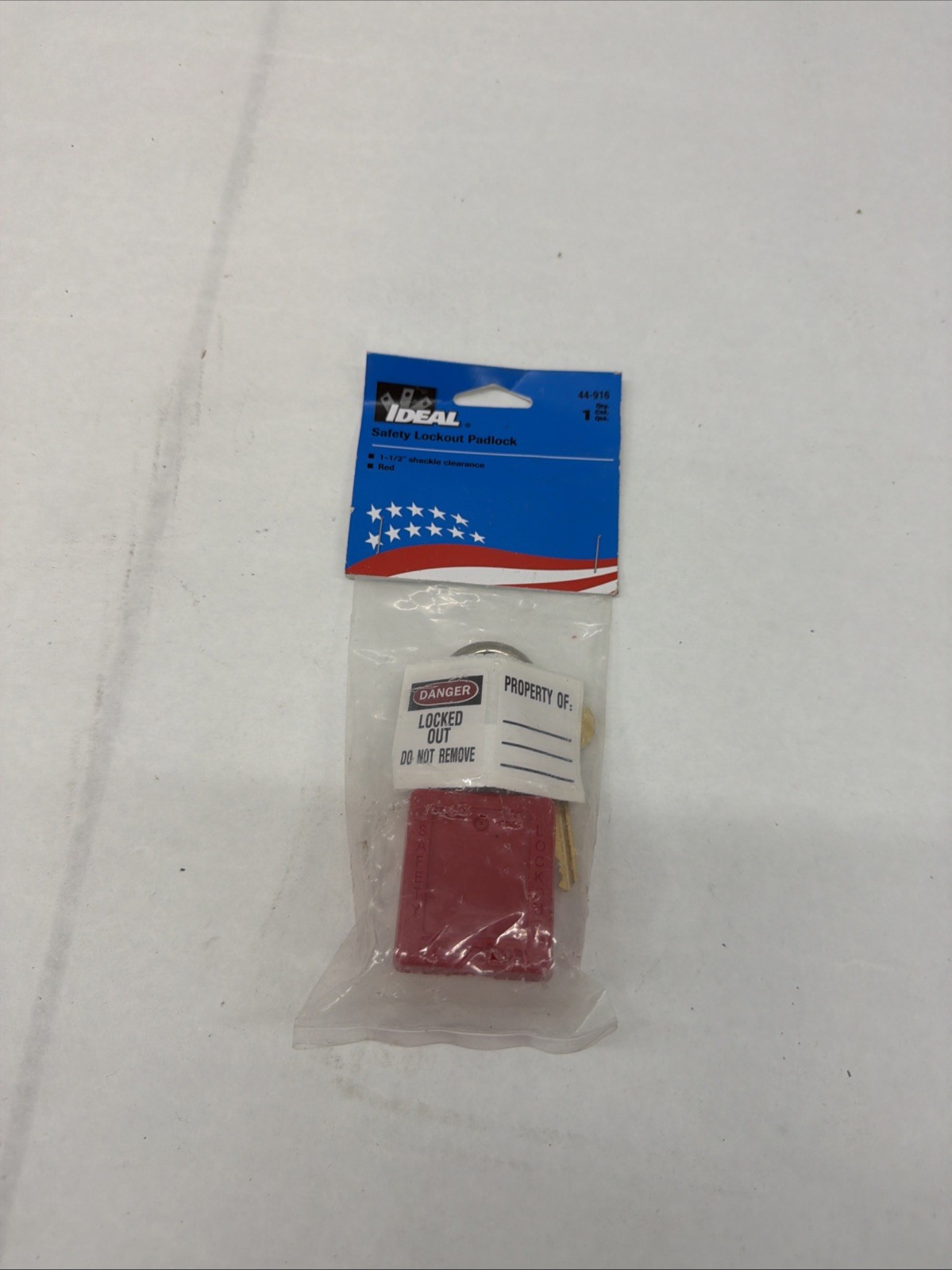 Ideal 44-916 Padlock, Xenoy, 1-1/2" Shackle, Red, w/Keys