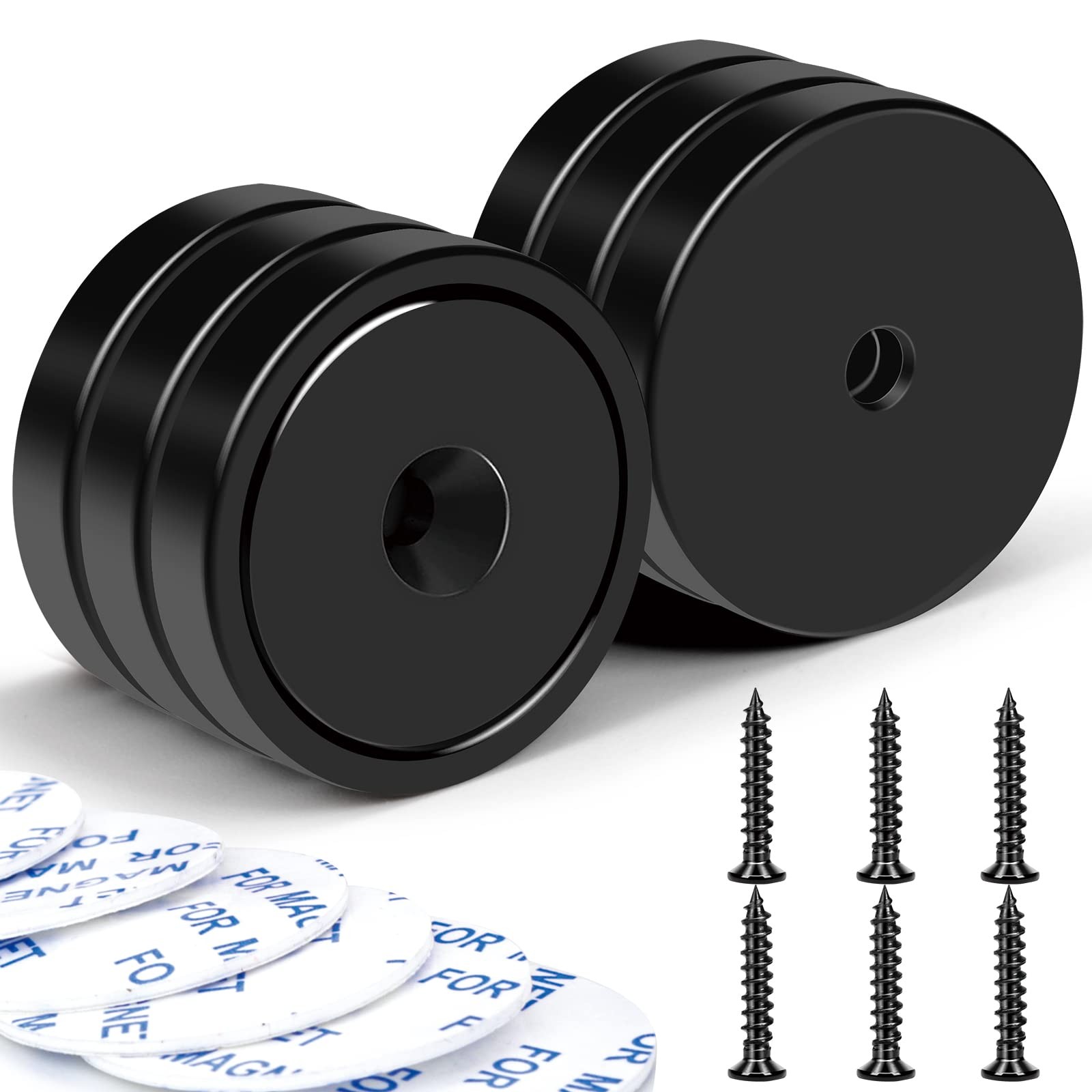 LOVIMAG Magnets with Holes, 110 lb+ Waterproof Strong 110lb-6p, Black